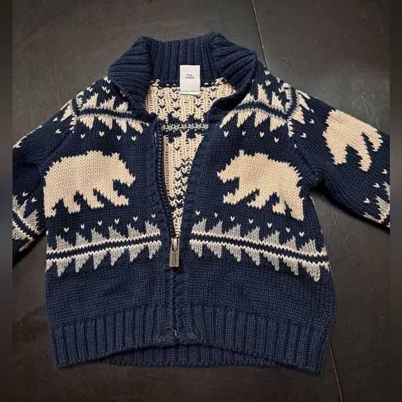 Old Navy Baby Fair Isle Zip Up Knit Cardigan  Size  0-3mo. - Picture 6 of 7